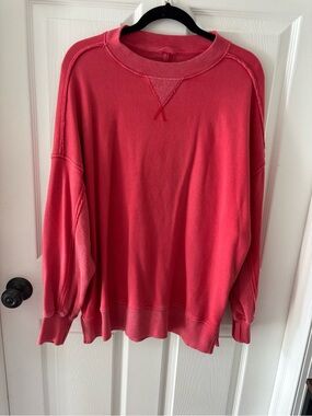 aerie Coral Crewneck Sweatshirt - Vibrant Pink